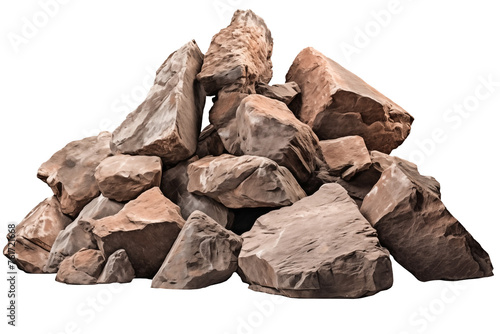 Cut out rock stones composition PNG boulders layout isolated on a white and transparent background - Game assets making concept photo