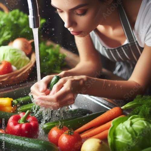 Vegetables are washed