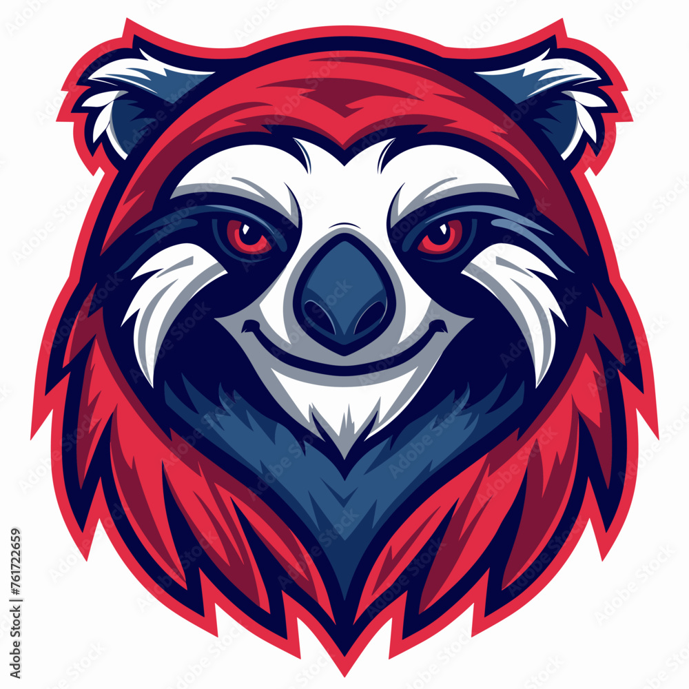 Vector esports logotype sloth on white background, logo sloth, icon sloth, sticker sloth, symbol sloth, emblem sloth
