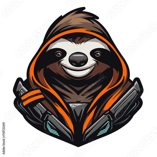 Vector esports logotype sloth on white background, logo sloth, icon sloth, sticker sloth, symbol sloth, emblem sloth