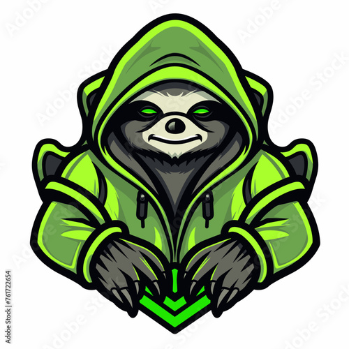Vector esports logotype sloth on white background, logo sloth, icon sloth, sticker sloth, symbol sloth, emblem sloth