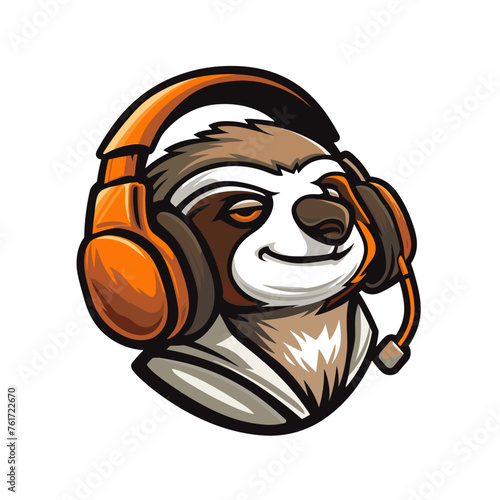 Vector esports logotype sloth on white background, logo sloth, icon sloth, sticker sloth, symbol sloth, emblem sloth