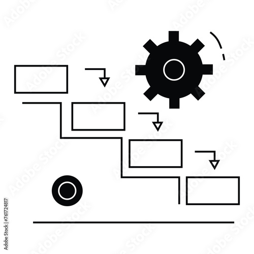 Waterfall Method Illustration. Sequential Project Development Approach. Visual depiction of the classic waterfall method emphasizing step-by-step progression in project development.