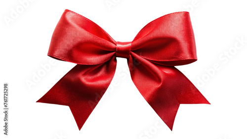 Beautiful big bow made of red ribbon isolated on Transparent background.