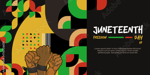 Wallpaper Mural Juneteenth freedom day banner. African American Freedom Day to celebrate. Abstract background with geometric design for Juneteenth Freedom day Torontodigital.ca