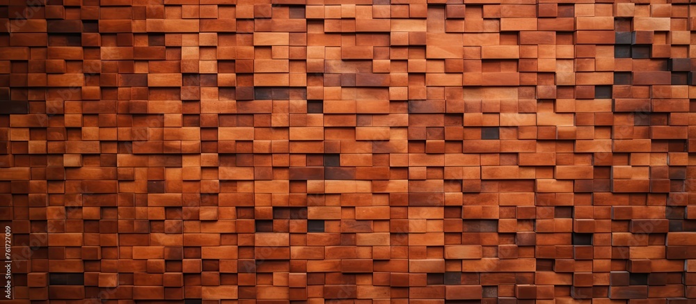 A detailed closeup of a wooden wall featuring a mesmerizing pattern of brown rectangles resembling brickwork. The intricate design adds an artistic touch to the space A detailed closeup of a wooden wall featuring a mesmerizing pattern of brown rectangles resembling brickwork. The intricate design adds an artistic touch to the space