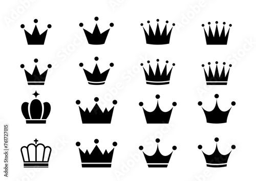 王冠アイコンのイラストセット黒色