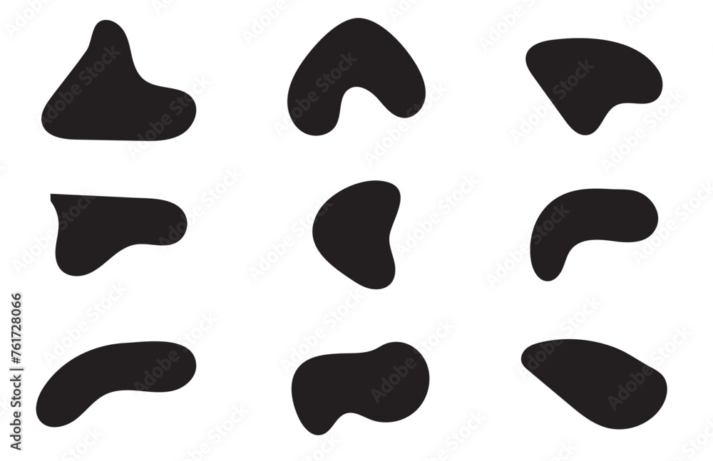 Organic blobs set icon. Random shapes cube drop Organic blobs set icon. Random shapes cube drop