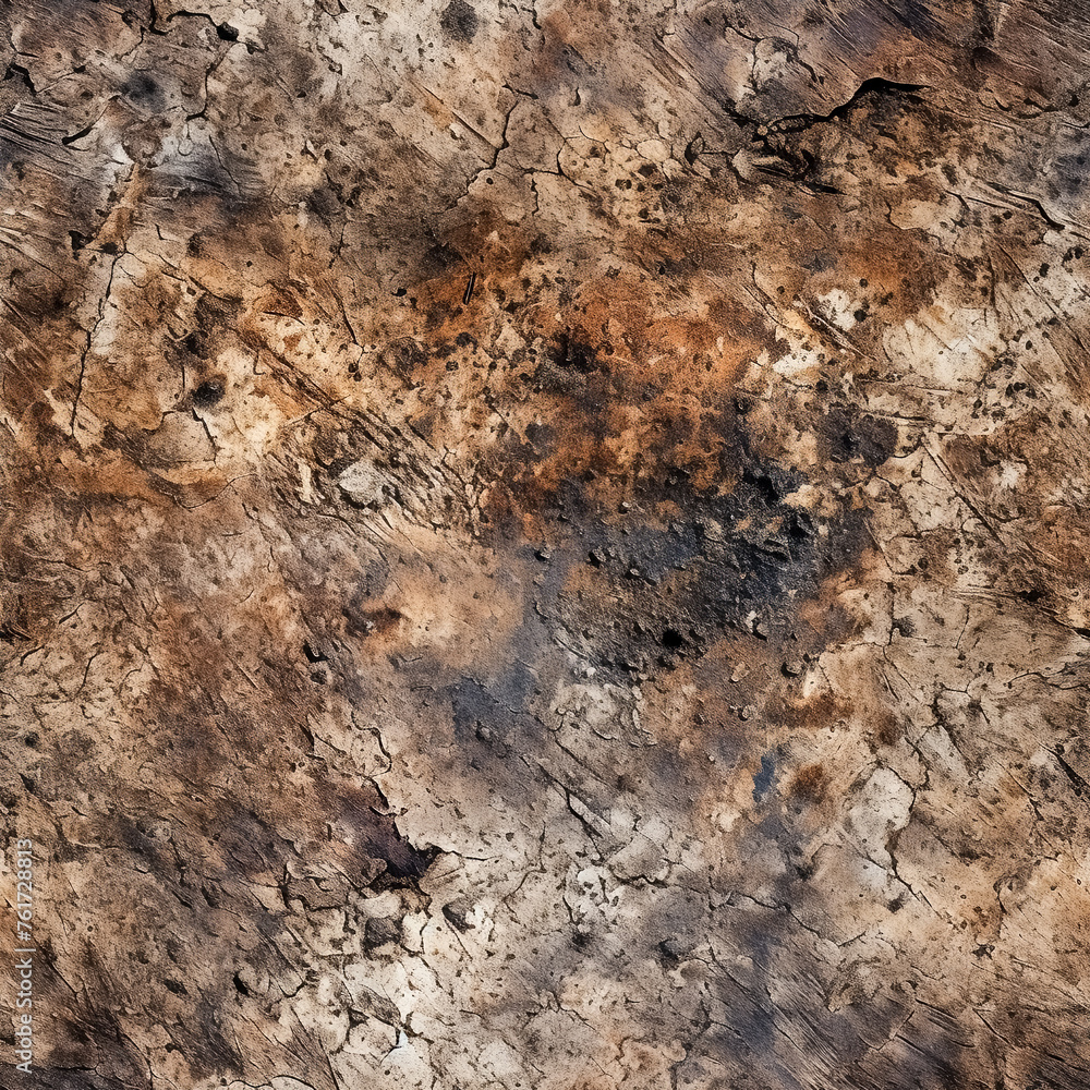 Seamless texture of old rustic wall covered with brown stucco. Abstract background for design.