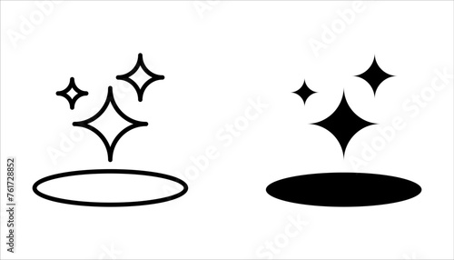 clean surface icon set, easy cleaning, thin line symbol on white background