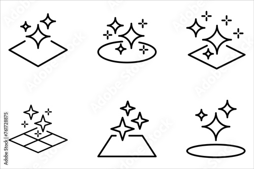 clean surface icon set, easy cleaning, thin line symbol on white background