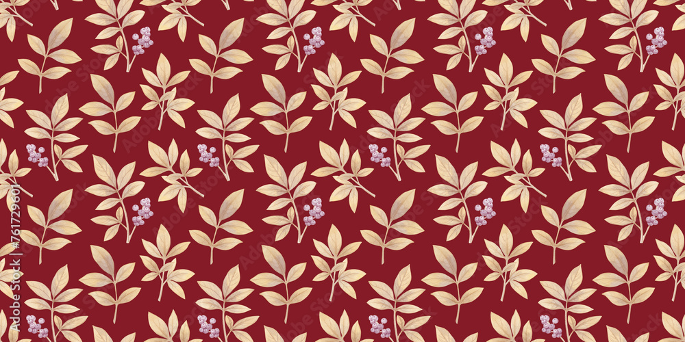 seamless botanical background of leaves, hand-drawn watercolor pattern, abstract illustration for wallpaper and packaging design, leaves on branches collected in an endless ornament seamless botanical background of leaves, hand-drawn watercolor pattern, abstract illustration for wallpaper and packaging design, leaves on branches collected in an endless ornament