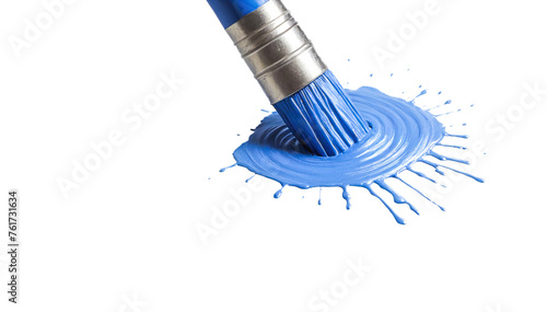 blue paint brush strokes in acrylic color isolated against transparent

