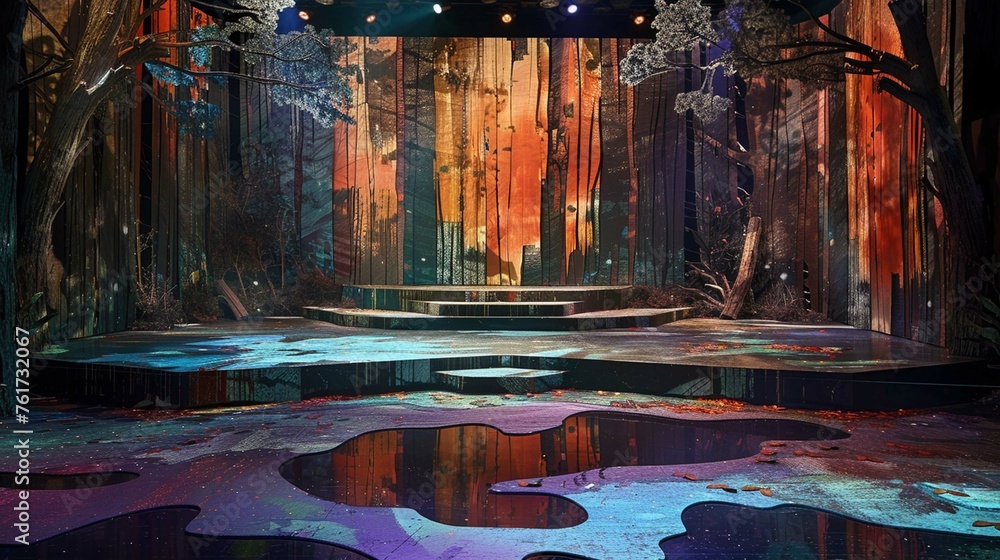 Naklejka premium A stage design inspired by a famous work of art, reimagined in three dimensions.