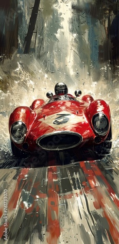 Fast Red sportscar speeding...