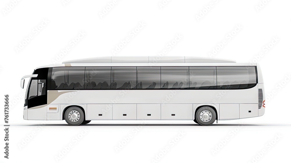 premium isolated image of a big white tour bus from the side. Perfect for travel brochures and tour company advertisements!