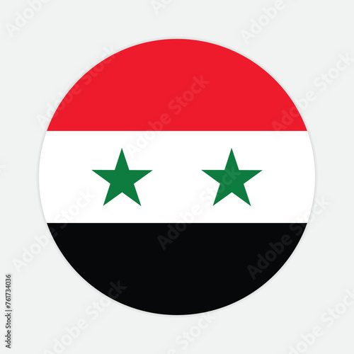 Syria national flag vector icon design. Syria circle flag. Round of Syria flag.
