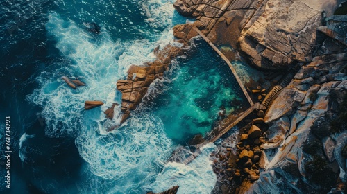 A birds eye view of a large body of water, showcasing the expanse and shape of the water surface from above.