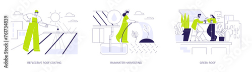 Eco-friendly building abstract concept vector illustrations.