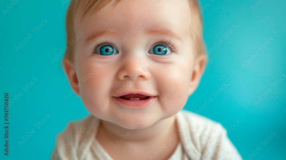 Portrait of a baby with big eyes. Selective focus.