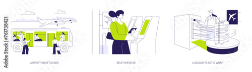 Airport services abstract concept vector illustrations.