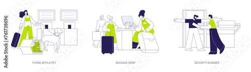 Commercial air transport abstract concept vector illustrations.