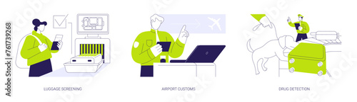 Safety checks in airport abstract concept vector illustrations.