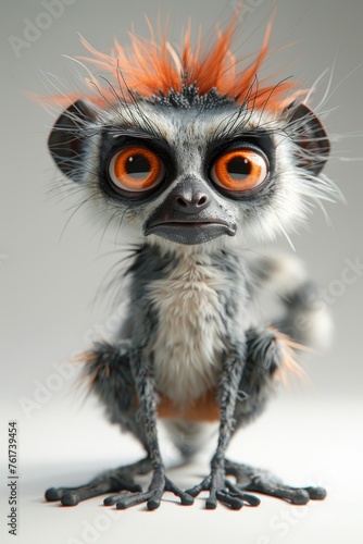 A cartoon character of a lemur. 3d illustration