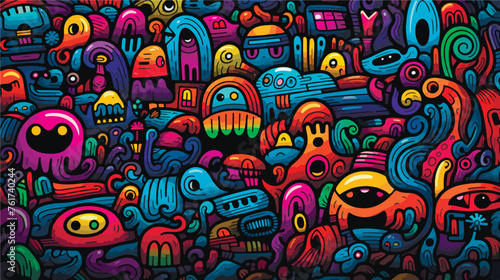 Fantasy whimsical vector patterns background. Abstract alien cartoon creators.