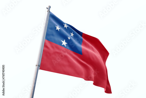 Free Download Waving flag of Samoa in white background. Samoa flag for independence day. The symbol of the state on wavy fabric. - GFXLoad