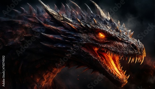  a close up of a dragon's head with fire coming out of it's mouth and flames coming out of its mouth.