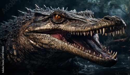  a close up of an alligator's mouth with it's mouth open and it's teeth showing. © Jevjenijs