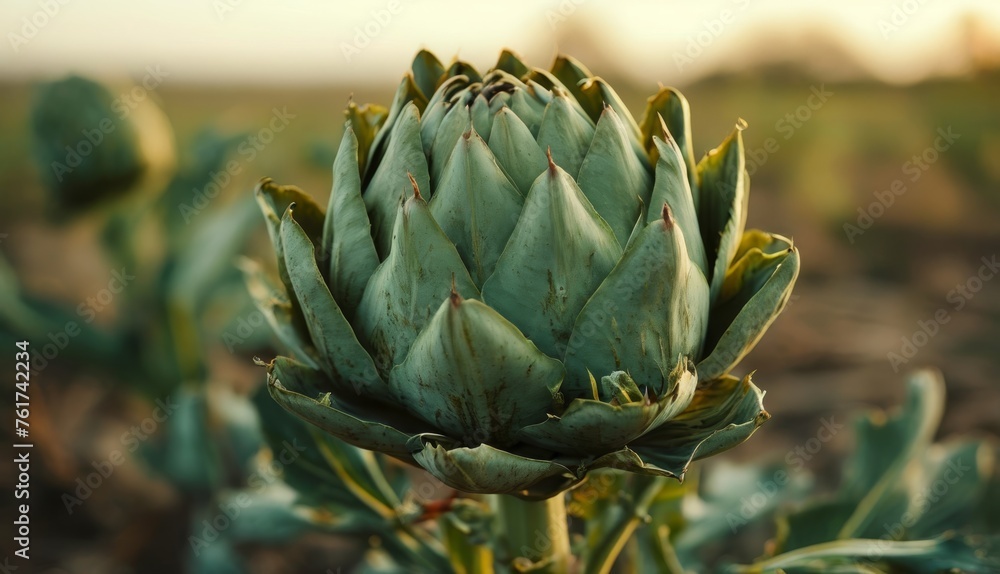 a close up of a plant in a field with dirt and grass in the foreground and a blurry sky in the background. a close up of a plant in a field with dirt and grass in the foreground and a blurry sky in the background.