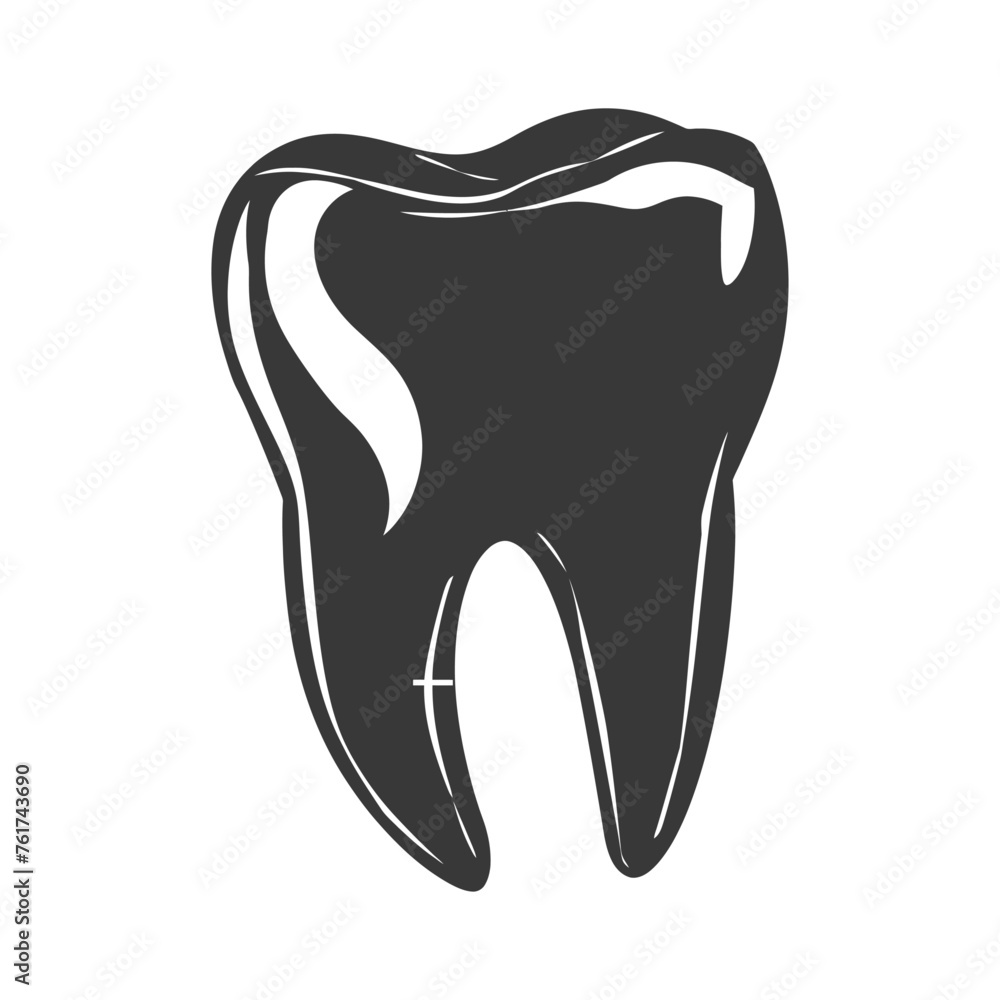 Silhouette cavity tooth black color only full body Silhouette cavity tooth black color only full body