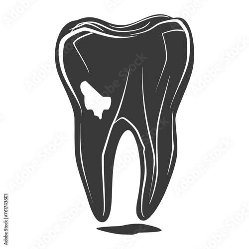 Silhouette cavity tooth black color only full body