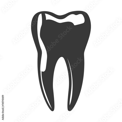 Silhouette cavity tooth black color only full body