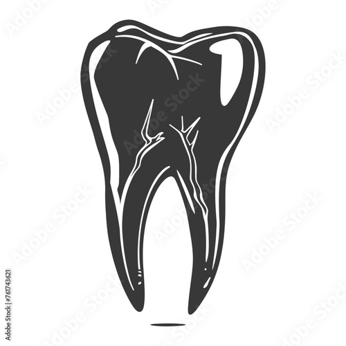 Silhouette cavity tooth black color only full body