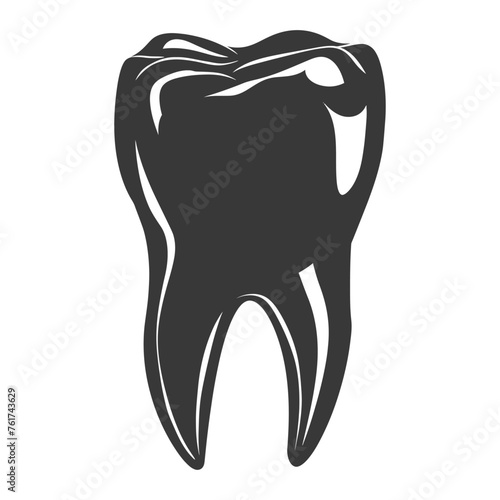 Silhouette cavity tooth black color only full body