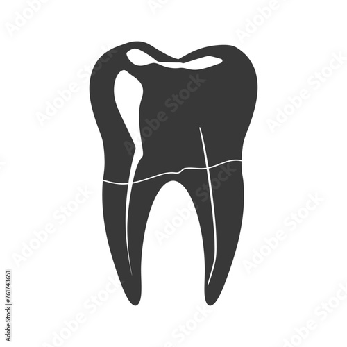 Silhouette cavity tooth black color only full body