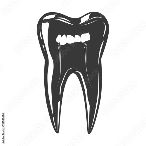 Silhouette cavity tooth black color only full body