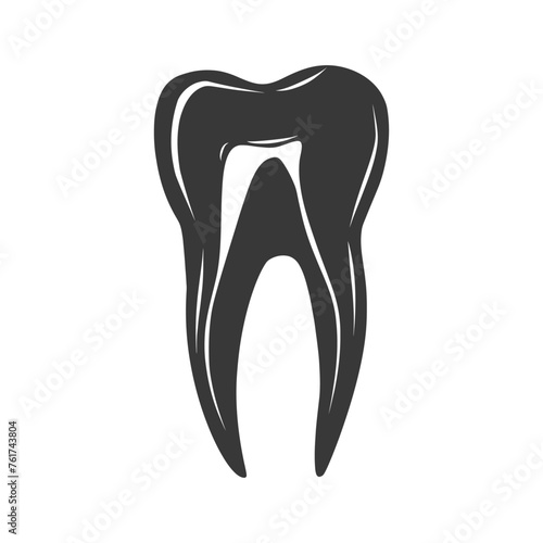 Silhouette cavity tooth black color only full body