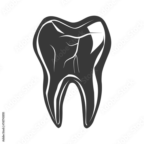 Silhouette cavity tooth black color only full body