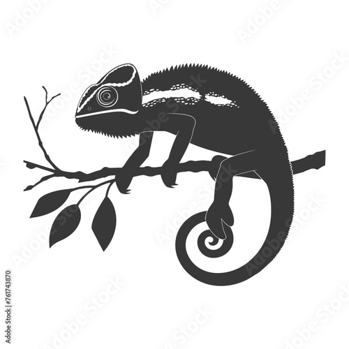 Silhouette chameleon Animal black color only full body