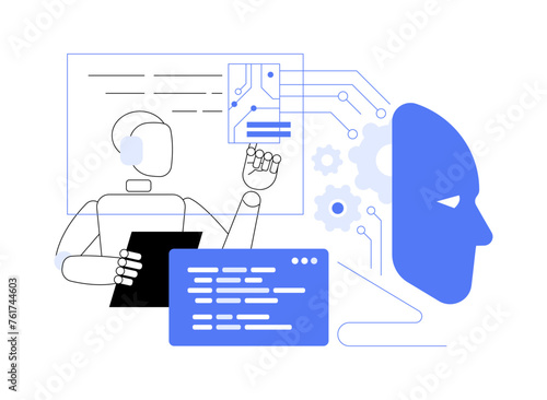 AI-Supported Robotics and Automation abstract concept vector illustration.
