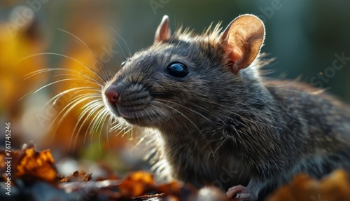 a close up of a small rodent with blue eyes and long whiskers on it s head.