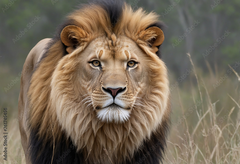 Lion, isolated in wild nature