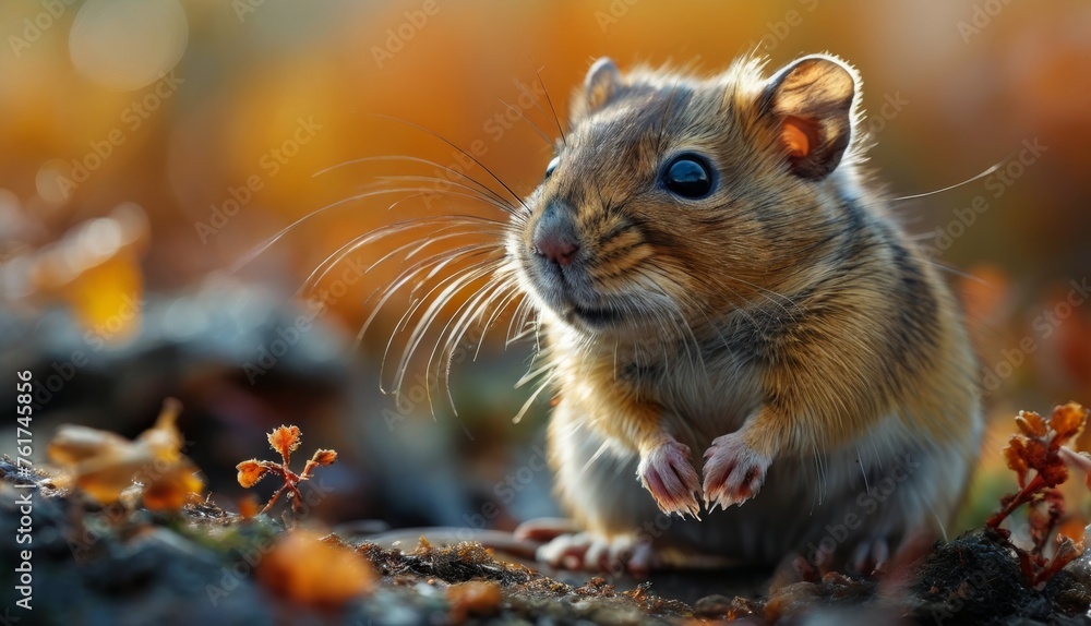 a close up of a small rodent on the ground with its front paws on it's hind legs. a close up of a small rodent on the ground with its front paws on it's hind legs.