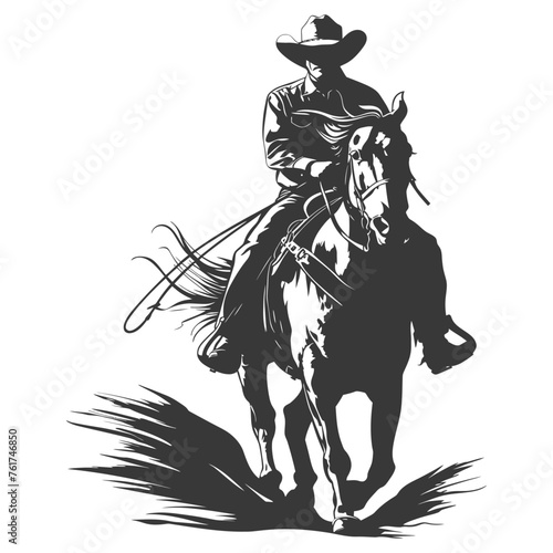 Wallpaper Mural Silhouette cowboy riding horses alone black color only Torontodigital.ca