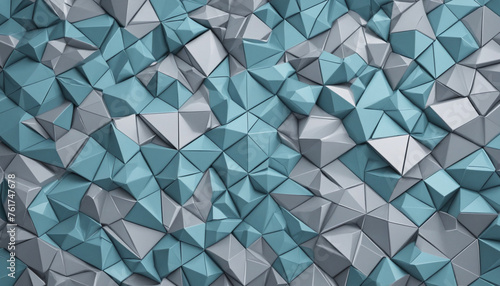 modern geometric 3d mosc graphics lowpoly template as backdrop abstract background with polygons squares and lines pattern for presentation and copy space banner gray and blue design elements photo