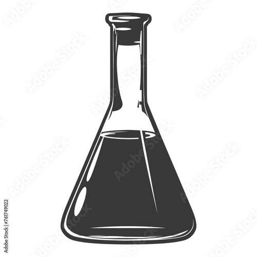 Silhouette Erlenmeyer Flask Tube Laboratory Glassware black color only